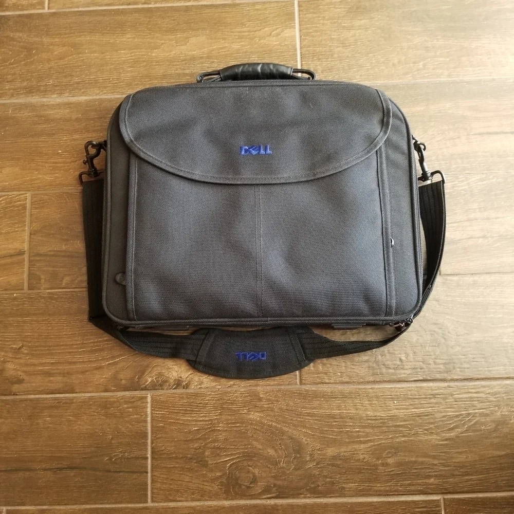 Dell Black Laptop Double-Sided Zipper Carrying Bag w/ Shoulder Strap 17x14x3